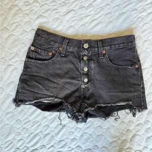 Women’s Levi's Black Distressed Jean Shorts Frayed Hem